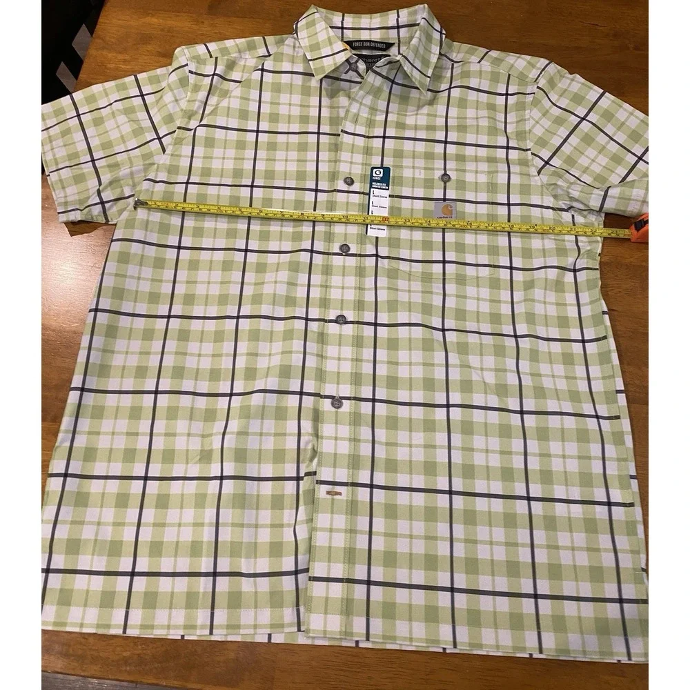 Carhartt Men's Large Short Sleeve Green Plaid Relaxed Fit *NWT*